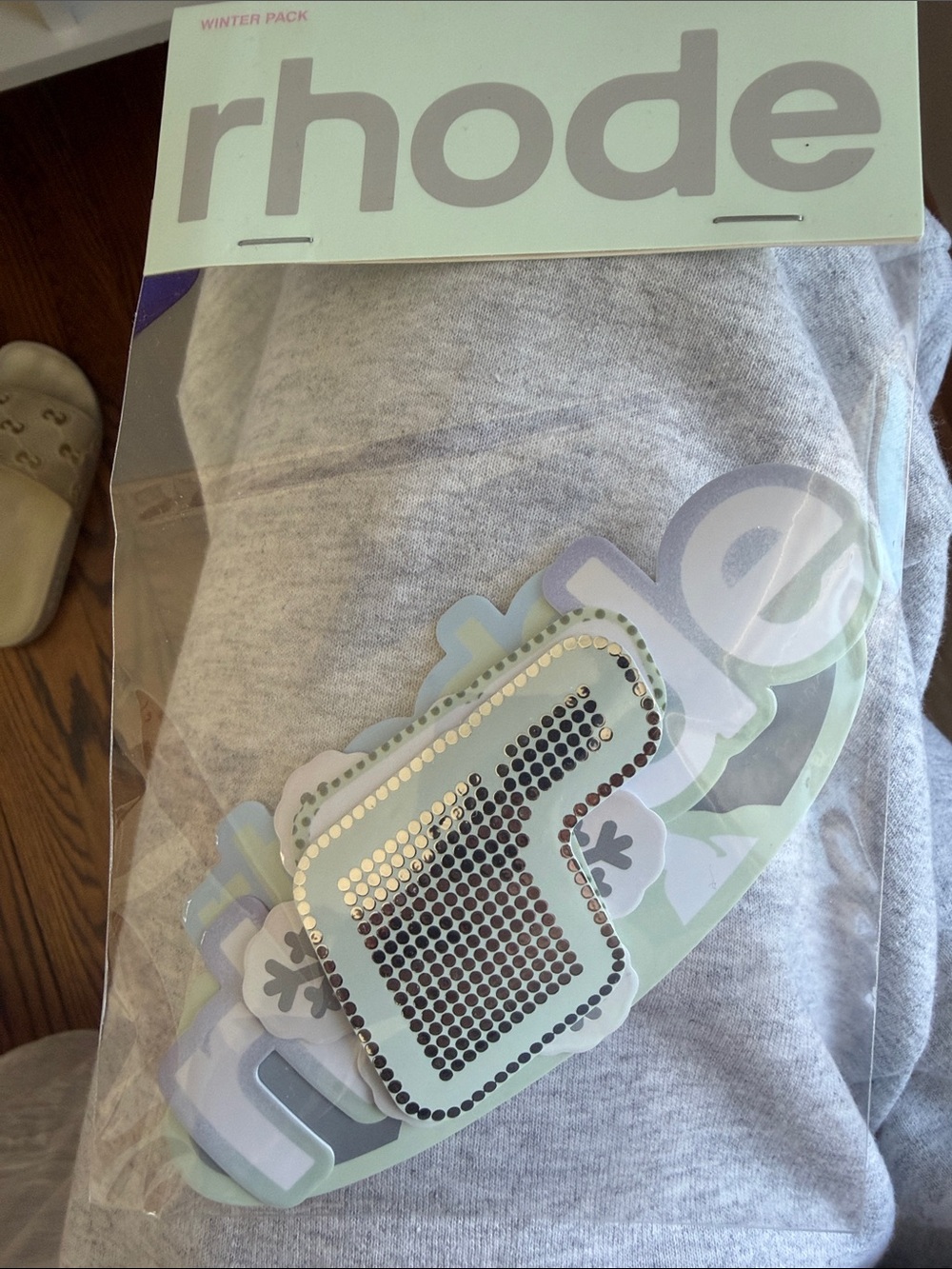 RHODE Silver and Mint Logo Sequin Decal Pack